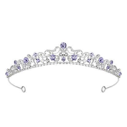 SWEETV Wedding Tiaras and Crowns, Rhinestone Bridal Crown Princess Tiara Headpieces for Women - color: Purple