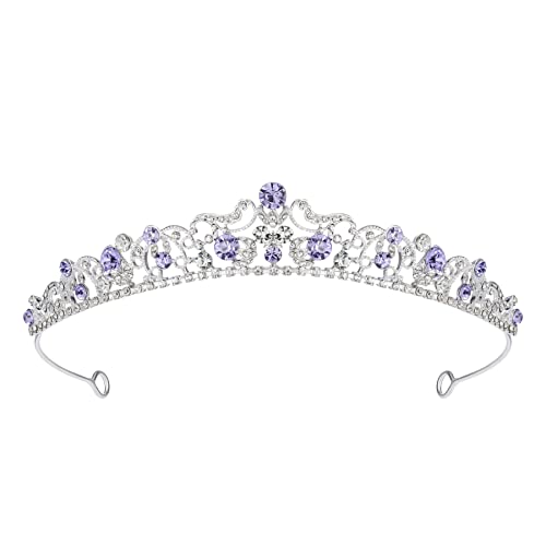 SWEETV Wedding Tiaras and Crowns, Rhinestone Bridal Crown Princess Tiara Headpieces for Women - color: Purple