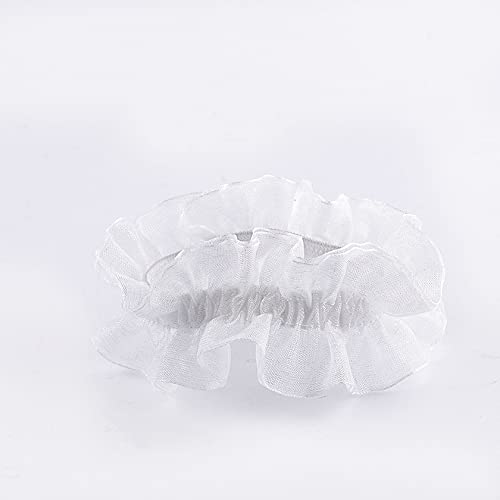 Eigso Velvet Gothic Garter for Women Heart Leg Ring with Rivets Elastic Lace Bracelets Choker Set - color: White