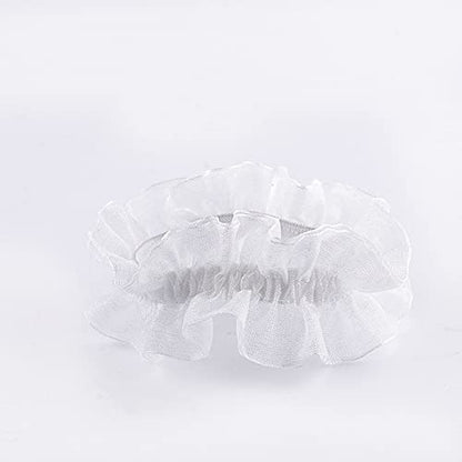 Eigso Velvet Gothic Garter for Women Heart Leg Ring with Rivets Elastic Lace Bracelets Choker Set - color: White