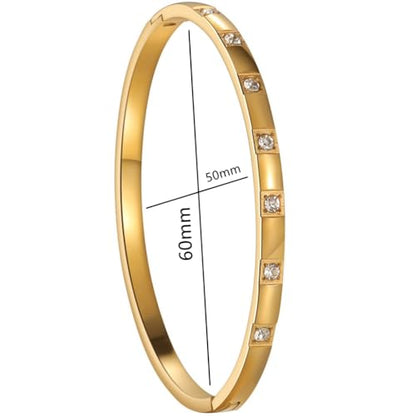 Jude Jewelers 4mm Stainless Steel Cubic Zircon Filled Open Clasp Bangle Bracelet - color: Gold
