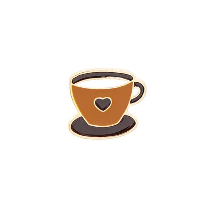 Brown Coffee Cup Enamel Lapel Pin Cartoon Badge for Boy Girl Gift Clothes Backpacks Badges Hats Bags - size: 1Piece