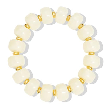 Bead Bracelet for Women Vibrant Color Resin Beads Bracelets Elastic Stretch Chunky Bracelet Boho Summer Beach Vacation Jewelry - color: Color 2