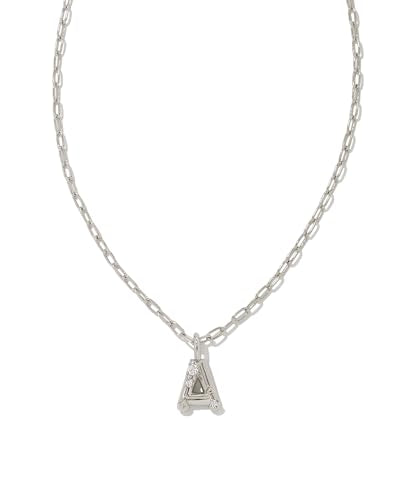Kendra Scott Crystal Letter Short Pendant Necklace, Fashion Jewelry for Women - color: Letter A (RHODIUM-PLATED)