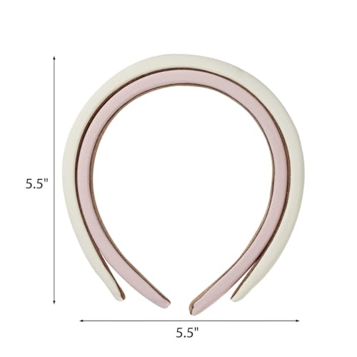 Scunci All Day Hold Padded Headbands for Women & Girls – Soft & Comfortable No-Slip Hairbands for Styling & Everyday Wear, Chic Pink & Off-White, 2-Pack