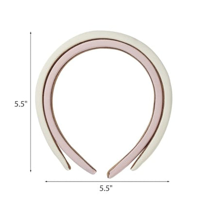 Scunci All Day Hold Padded Headbands for Women & Girls – Soft & Comfortable No-Slip Hairbands for Styling & Everyday Wear, Chic Pink & Off-White, 2-Pack
