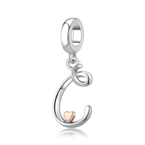 Letter Charms for Pandora Bracelets 925 Sterling Silver Alphabet Initial Charms Bead Jewelry Gift for Women - style: Initial C