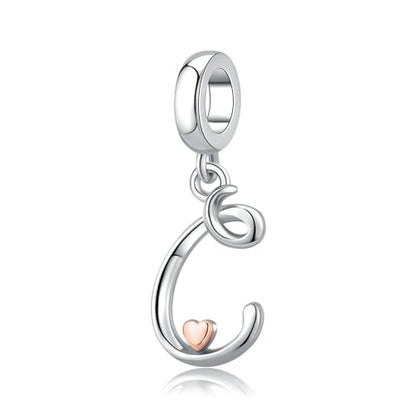 Letter Charms for Pandora Bracelets 925 Sterling Silver Alphabet Initial Charms Bead Jewelry Gift for Women - style: Initial C