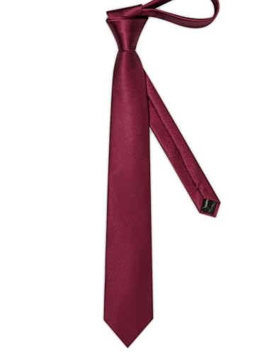 Solid Color Tie and Pocket Square with Tie Clip Lapel Pin Silk Formal Necktie Set Wedding Formal - color: Maroon