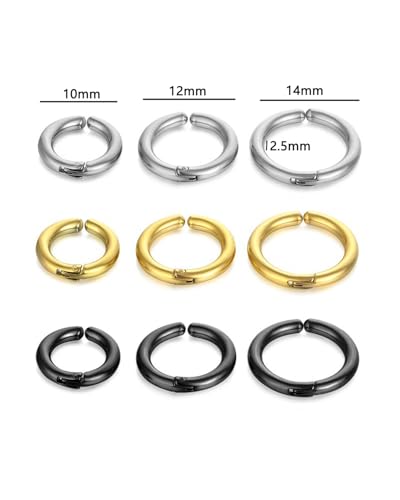 9Pcs Clip On Earrings for Women Men Trendy Fake Stainless Steel Gold Silver Black Small Hoop Earrings Non Piercing Set Non Tarnish Lightweight Jewelry Gift - color: 9pcs Gold