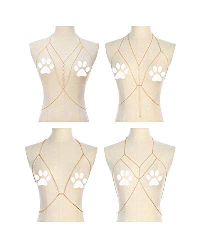 4-8Pcs Sexy Body Chain Belly Waist Chain Necklace Summer Beach Bikini Bra Body Jewelry for Women Gold Tone - style: C:4Pcs, Gold Tone