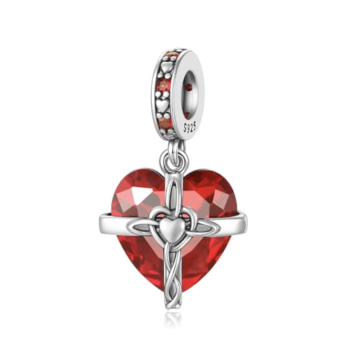 Birthstone Charms 925 Sterling Silver Heart Charms for Bracelets and Necklaces Birthday Day Christmas Gifts For Women - color: A-January