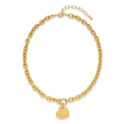 CLASSYZINT Gold Heart Pendant Necklace for Women Puffy Heart Necklace Beads Chain Necklace Statement Necklace Trendy Jewelry - style: XL22320A