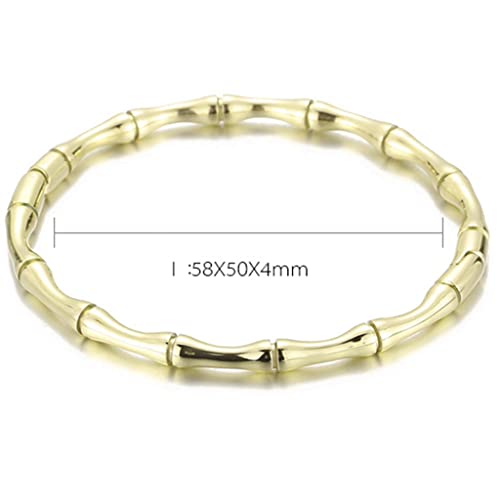 JUDE Stainless Steel Bamboo Style Classic Plain Open Clasp Bangle Bracelet - color: Gold