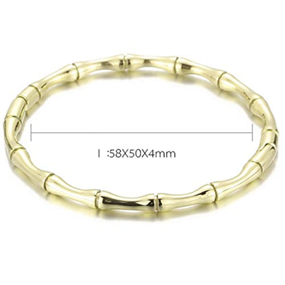 JUDE Stainless Steel Bamboo Style Classic Plain Open Clasp Bangle Bracelet - color: Gold