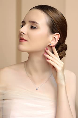 B. BRILLIANT Sterling Silver Small Dainty Crystal Solitaire Necklace & Stud Earrings Birthstone Jewelry Set for Women Bridesmaids - color: April - Clear