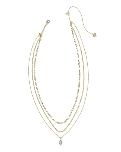 Kendra Scott Elisa Triple Strand Necklace, Fashion Jewelry for Women - color: LIGHT TEAL KYOCERA OPAL