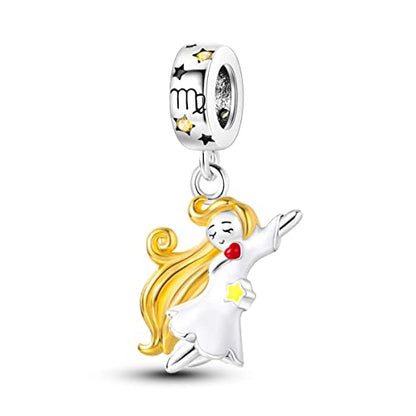 Zodiac Sign Charms for Bracelet Necklace 925 Sterling Silver Charms 12 Constellation/Horoscope Star Dangle Birthstone Beads, Birthday Jewelry Gifts for Women Men - color: Zodiac Virgo(8.23～9.22)