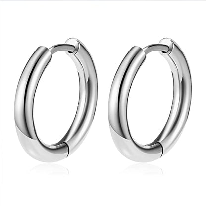 Titanium Huggie Hoop Earrings Hypoallergenic Nickel Free Hinged Sleeper Earrings for Sensitive Skin Cartilage Helix Lobes - style: Huggie 12mm silver