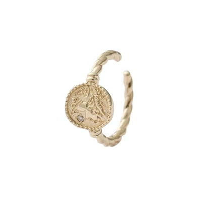 10K Gold Plated 925 Sterling Silver Craft Goddess Relief Carved Rope Design with Diamond Ear Cuff Earrings for Women | Non-Pierced Clip On Cartilage