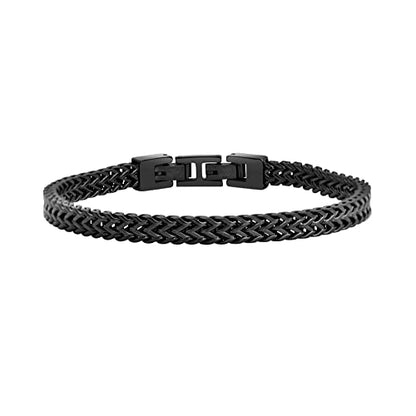Geoffrey Beene Men’s Stainless Steel Double Franco Chain Bracelet with Extension - color: Black, size: 9.5"