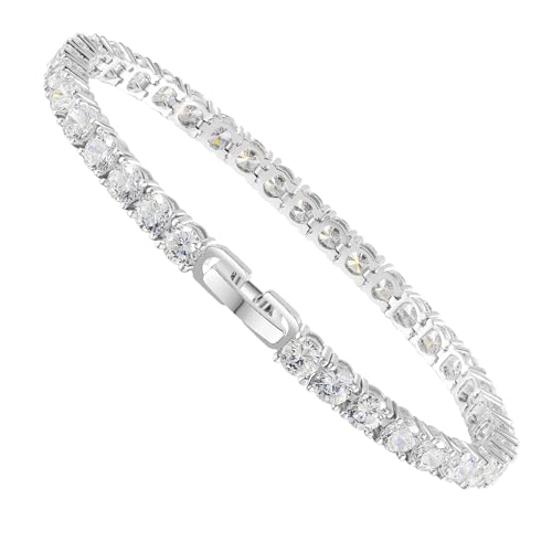 Kose Tennis Bracelet for Women | 4MM/5MM Cubic Zirconia | 18K Gold/White Gold Plated Classic Bracelet | Size 6/6.5/7 inches - color: 4MM-white gold, size: 6.5inch