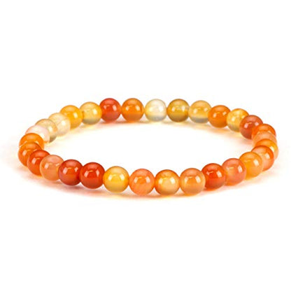 Cherry Tree Collection - Small, Medium, Large Sizes - Gemstone Beaded Bracelets For Women and Men - 6mm Round Beads - color: Carnelian, size: Medium