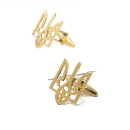 Fashionable Ukrainian national emblem cufflinks, men's stainless steel Ukrainian symbol cufflinks, French shirt cuff link brooch - color: Cufflinks-gold