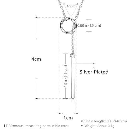 925 Sterling Silver Necklace for Women Trendy, Charming Layered Necklace with Cubic Zirconia Pendant for Her Womens Dainty Diamond Choker Necklaces Holiday Jewelry Gifts for Mom Wife Daughter Lover - color: Strip&prime Circle-Silver