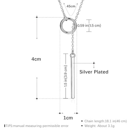 925 Sterling Silver Necklace for Women Trendy, Charming Layered Necklace with Cubic Zirconia Pendant for Her Womens Dainty Diamond Choker Necklaces Holiday Jewelry Gifts for Mom Wife Daughter Lover - color: Strip&prime Circle-Silver
