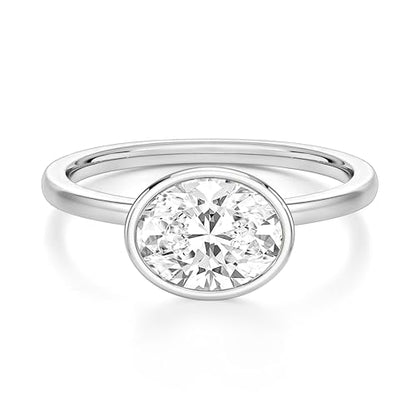 EAMTI 3CT Engagement Rings for Women Oval Cut CZ Solitaire Promise Wedding Bands Travel Bezel East West Ring 14K Gold Plated Size 4-10 - color: Brass-Silver