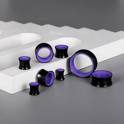 DOEARKO 2Pcs Ear Gauges Hollow 316L Stainless Steel Double Flared Ear Plugs Tunnels Stretcher Body Piercing Earring Jewelry for Women Men 2G(6mm)-1"(25mm) - color: B&P, size: 25mm(1")