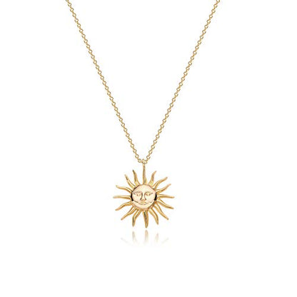 MTMY Gold Moon Pendant Necklace for Women,14K Gold Plated Dainty Chain Crescent Moon Sun Star Necklace Jewelry - style: sun
