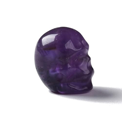 Elecrelive 5Pcs Gemstone Carved Skull Beads Amethyst Stone Skeleton Head Purple Crystal Beads for Halloween Necklace Bracelets Earrings Jewelry Making - color: Purple
