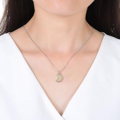 Adabele Natural Druzy Necklace Small Tiny Moon Gemstone Pendant 18 inch Sparkly Agate Stone Crystal Women Jewelry Tarnish Resistant Stainless Steel/Gold Plated Chain - color: Gold druzy - stainless steel