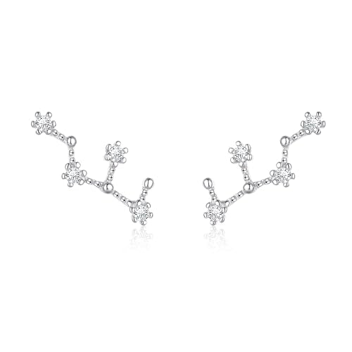 925 Sterling Silver CZ Horoscope Zodiac 12 Constellation Astrology Ear Crawler Post Earrings Gift for Mom Women Mothers Day/Valentines Day/Birthday/Christmas/Anniversary - style: Virgo (Aug 23 - Sep 22)