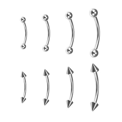BLISI G23 Solid Titanium Eyebrow Piercing Jewelry, Gold Black Rose Gold Silver Pink Rainbow Eyebrow Rings 16G Curved Barbell,Tiny Vertical Labret Lip Jewelry Rook Piercing Jewelry for Women and Men - color: Silver 1