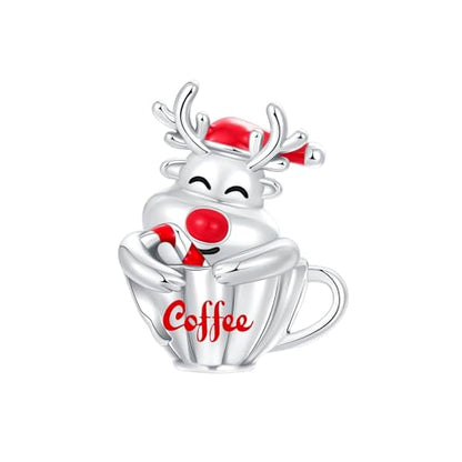 925 Sterling Silver Charms fits Bracelets and Necklace Pendant Bead Charms Jewelry Gift for Women Family Friends - style: Christmas Deer Charm