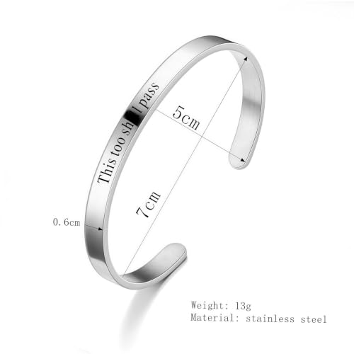 This Too Shall Pass But F*cking Hell Mantra Cuff Bracelets, Stainless Steel Inspirational Cuff Bracelets with Hidden Message Engraved Bracelet Open Adjustable Self-Reminder Bangle Motivational Jewelry for Women - color: Rose Gold