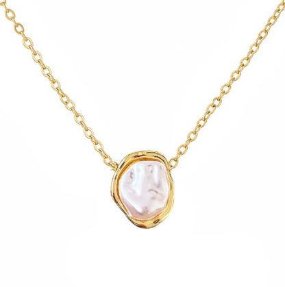 Baroque Pearl Necklaces for Women, Single Pearl Dainty Gold Necklace，Drop Pendant Necklace with Irregular Pearls Vintage Wedding Jewelry