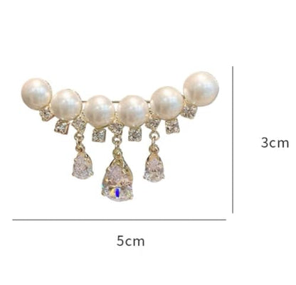 Pearl Brooch Sweater Shawl Clips Faux Rhinestone Pearls Brooch Safety Pin Lapel Pin Badge Dresses Clothing Accessories Jewelry