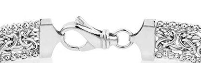 Miabella Italian 925 Sterling Silver, 18K Gold Plated Byzantine Bracelet | Beaded Mesh Link Chain, Fine Jewelry for Women, Made in Italy - color: sterling silver, size: Length 7 Inches (x-small)