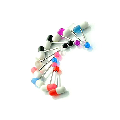 Generic 10Pcs Multicolor Stainless Steel Tongue Barbell Set - Modern Piercing Jewelry