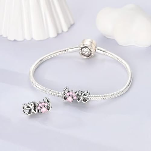 925 Sterling Silver Charms for Bracelets and Necklaces Lipstick and Perfume High Heels Dangle Pendants Heart Butterfly Bead Charms Halloween Christmas Gift for Womens - style: Cat Paw Print Letter LOVE Charm