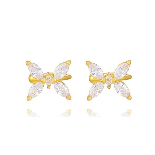 Ear Cuffs Earrings for Women Non Piercing Cartilage Cuff Wrap Clip on Earrings Trendy Pearl Rhinestone Tassel Chain Earrings Jewelry for Women - color: Butterfly Ear Cuff
