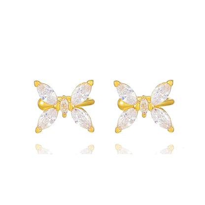 Ear Cuffs Earrings for Women Non Piercing Cartilage Cuff Wrap Clip on Earrings Trendy Pearl Rhinestone Tassel Chain Earrings Jewelry for Women - color: Butterfly Ear Cuff