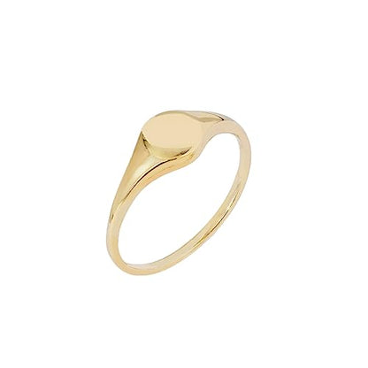Amazon Essentials 14K Plated Sterling Silver Round Signet Ring - color: Yellow Gold, size: 6, style: Round
