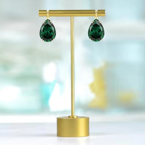 14K Gold Teardrop Crystal Leverback Earrings Sparkly Rhinestone Water Droplet Dangle Drop Earrings For Women - color: Green