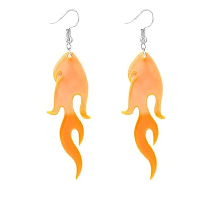 Transparent Flame Earrings for Women Creative Funny Exaggerated Acrylic Geometric Fire Element Dangle Earrings Punk Rock Hip Hop Lightweight Flame Drop Earrings Cosplay Halloween Earrings - color: orange
