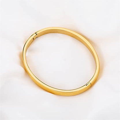 Women's Stainless Steel Bracelet Jewelry Crystal Bracelet with Cube Zircon Hinge Jewelry Oval Bangle Witness The Gift of Love